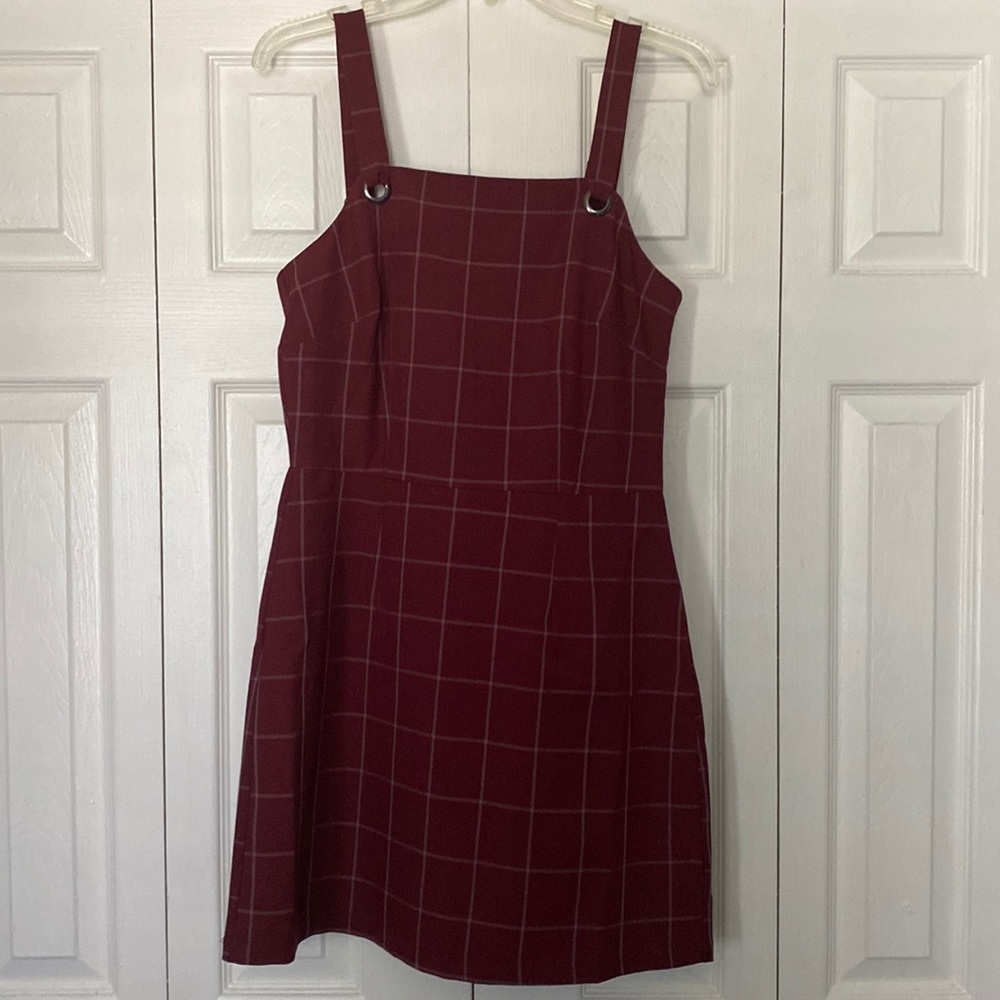 Kingston Grey Maroon Plaid Patterned Dress- Size M